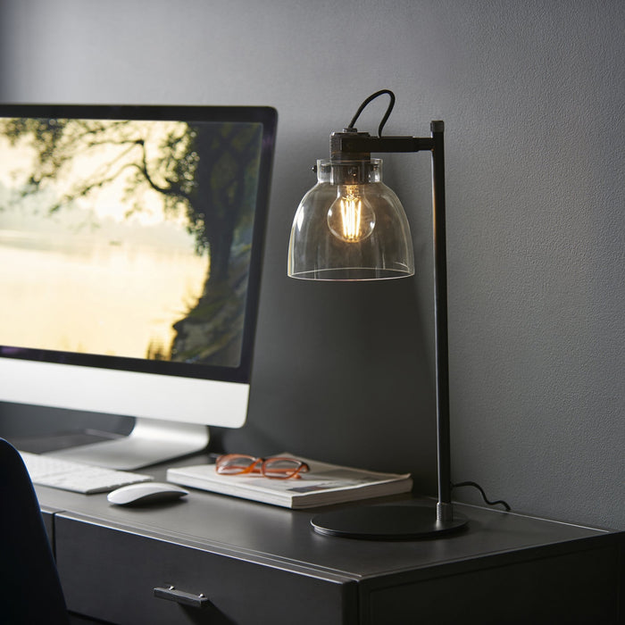 Endon 107012 1 Light Table Lamp Smokey Grey Tinted Glass & Black Chrome Plate