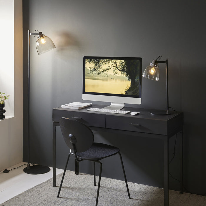 Endon 107012 1 Light Table Lamp Smokey Grey Tinted Glass & Black Chrome Plate