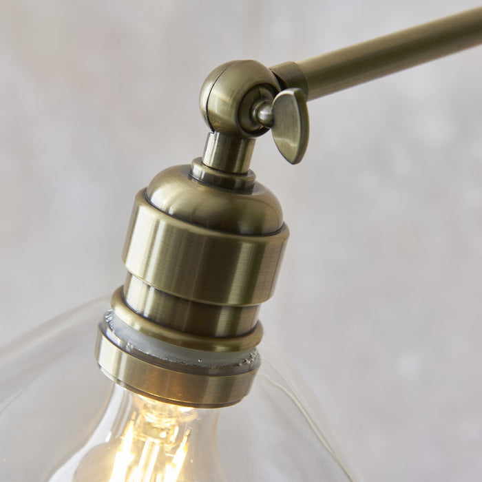 Endon 107609 1 Light Floor Lamp Antique Brass Plate & Clear Glass