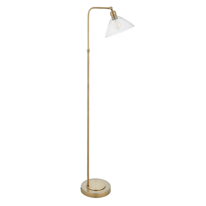 Endon 107609 1 Light Floor Lamp Antique Brass Plate & Clear Glass