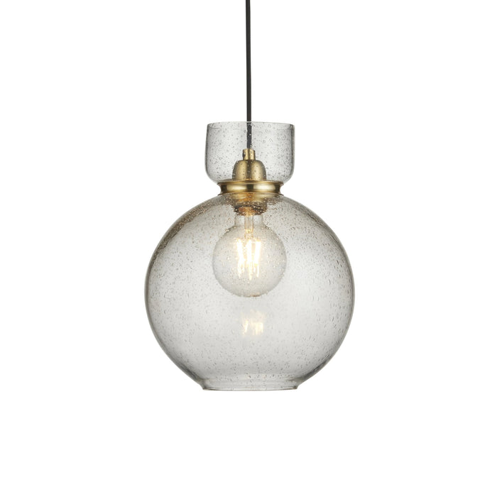 Endon 107948 1 Light Pendant Brass Plate & Clear Bubble Glass