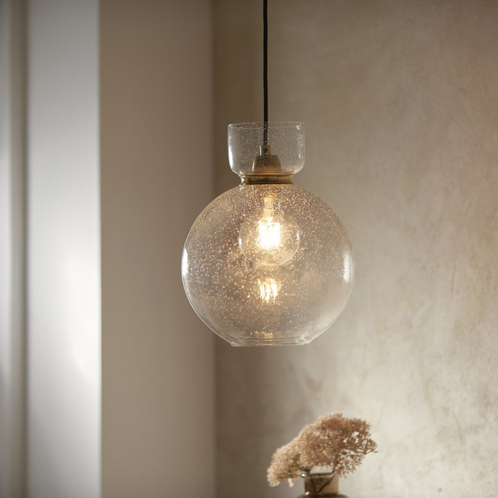 Endon 107948 1 Light Pendant Brass Plate & Clear Bubble Glass