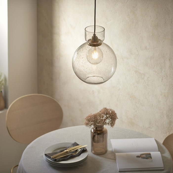 Endon 107948 1 Light Pendant Brass Plate & Clear Bubble Glass