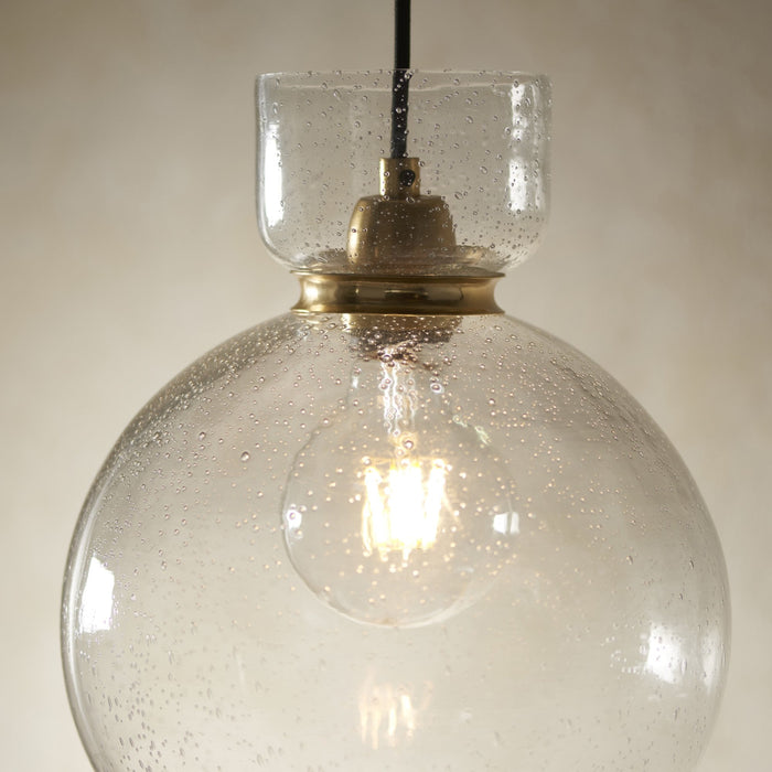 Endon 107948 1 Light Pendant Brass Plate & Clear Bubble Glass