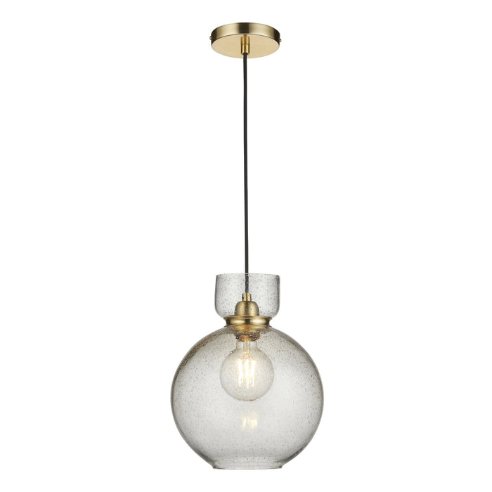 Endon 107948 1 Light Pendant Brass Plate & Clear Bubble Glass