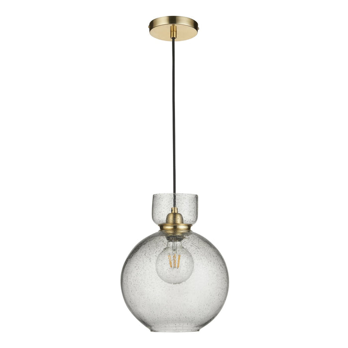 Endon 107948 1 Light Pendant Brass Plate & Clear Bubble Glass