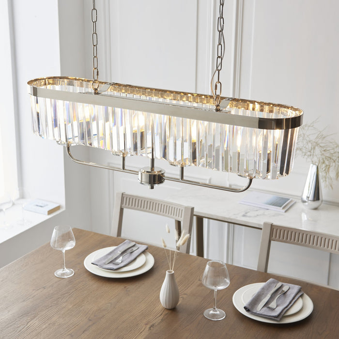 Endon 109058 4 Light Pendant Bright Nickel Plate & Clear Cut Glass