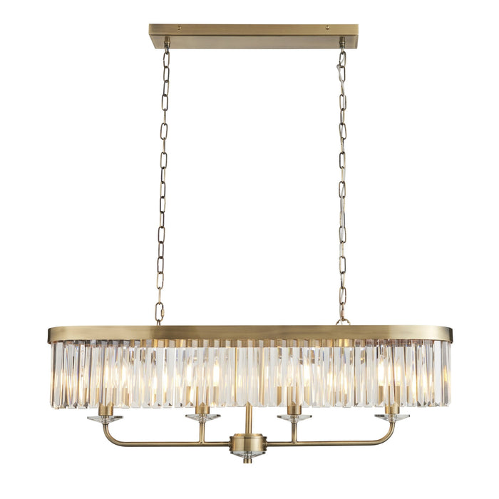 Endon 110539 4 Light Pendant Antique Brass Plate & Clear Cut Glass