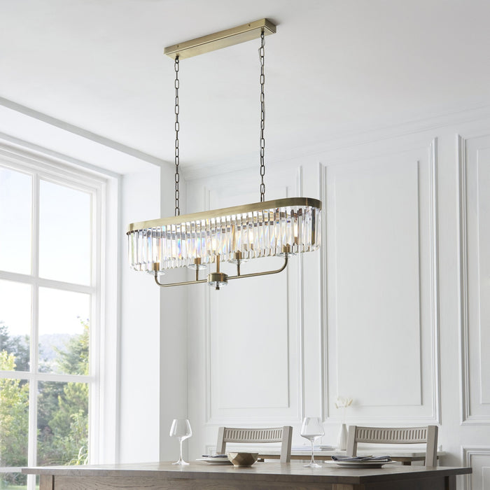 Endon 110539 4 Light Pendant Antique Brass Plate & Clear Cut Glass