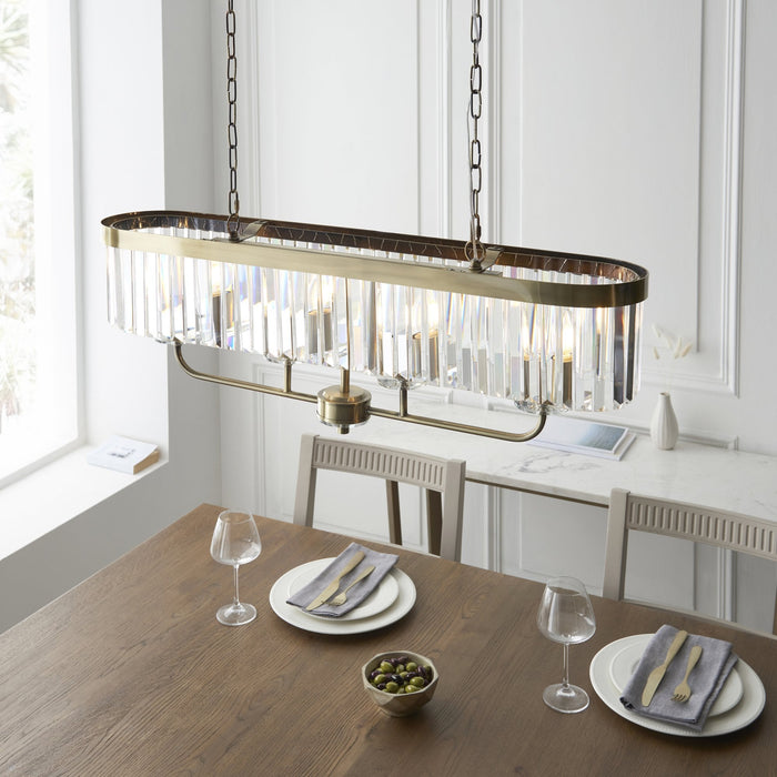 Endon 110539 4 Light Pendant Antique Brass Plate & Clear Cut Glass