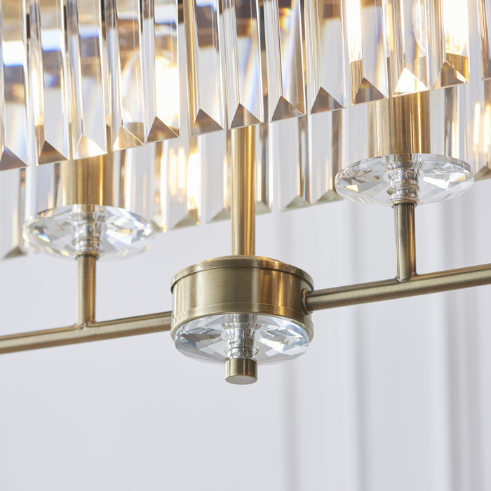 Endon 110539 4 Light Pendant Antique Brass Plate & Clear Cut Glass