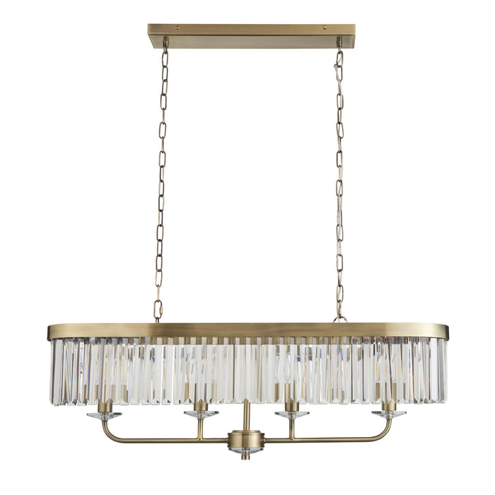 Endon 110539 4 Light Pendant Antique Brass Plate & Clear Cut Glass