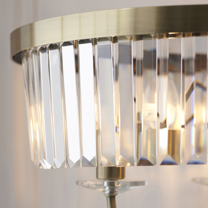 Endon 110644 3 Light Floor Lamp Antique Brass Plate & Clear Cut Glass