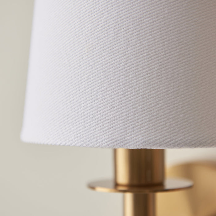 Endon 110738 1 Light Wall Light With Shade Vintage Brass & Vintage White Fabr