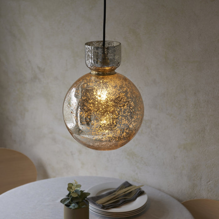 Endon 111336 1 Light Pendant Brass Plate & Mercury Glass