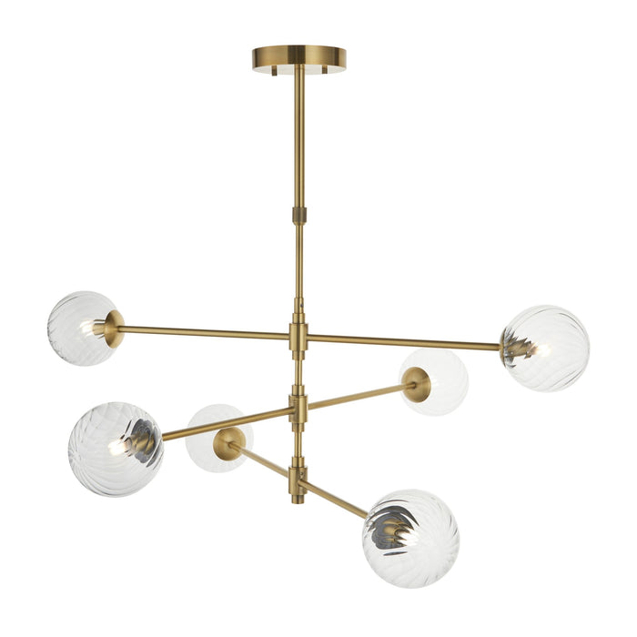 Endon 114039 6 Light Pendant Brushed Aged Brass Plate & Clear Glass
