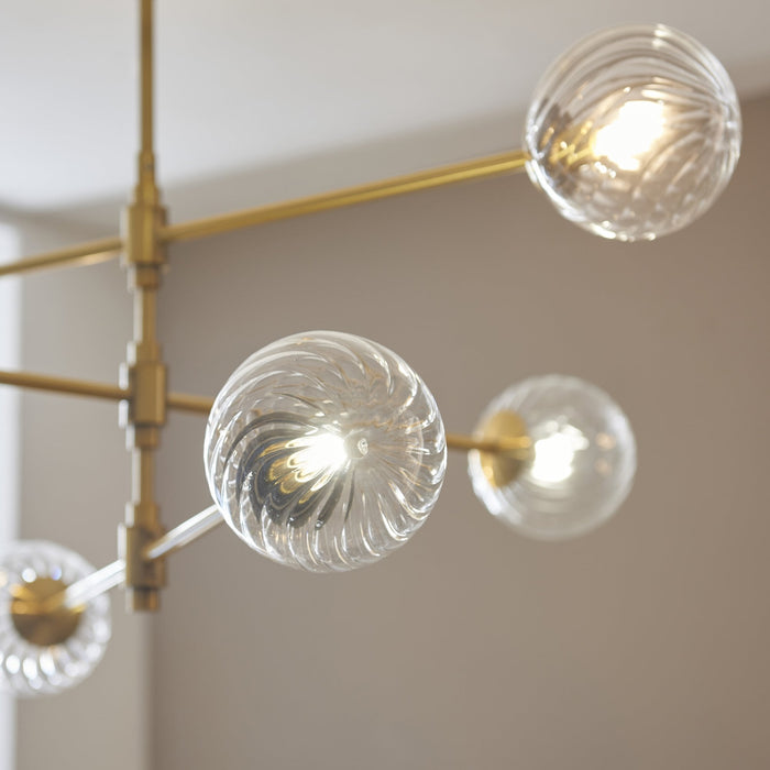 Endon 114039 6 Light Pendant Brushed Aged Brass Plate & Clear Glass