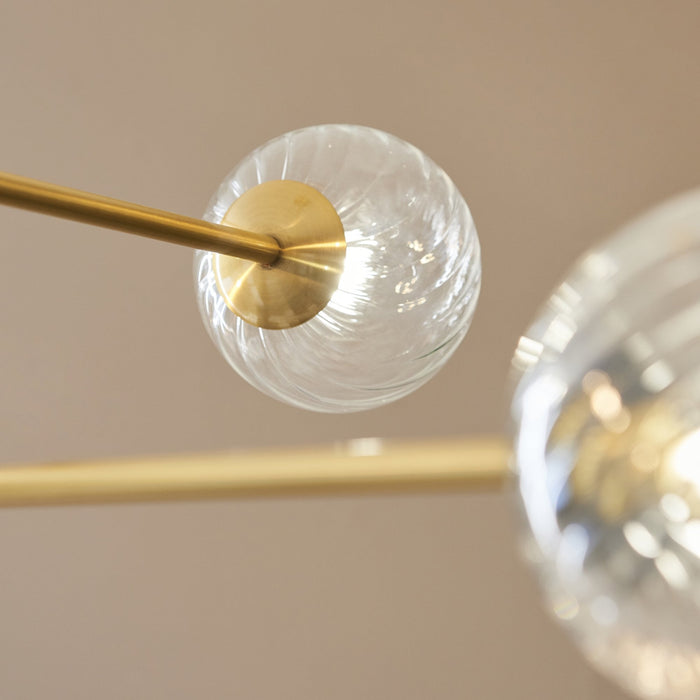 Endon 114039 6 Light Pendant Brushed Aged Brass Plate & Clear Glass