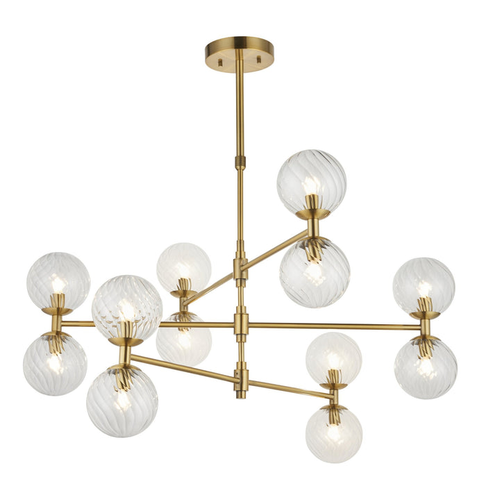 Endon 114041 12 Light Pendant Brushed Aged Brass Plate & Clear Glass