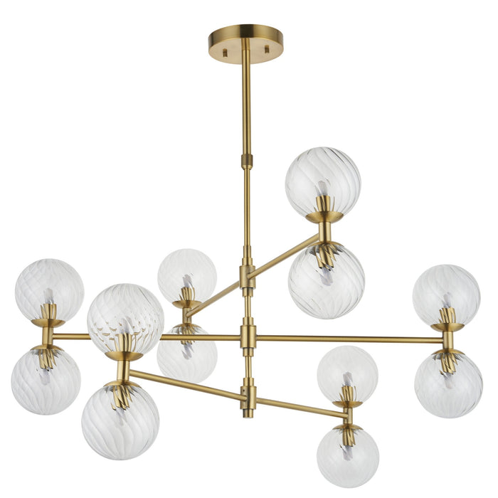 Endon 114041 12 Light Pendant Brushed Aged Brass Plate & Clear Glass