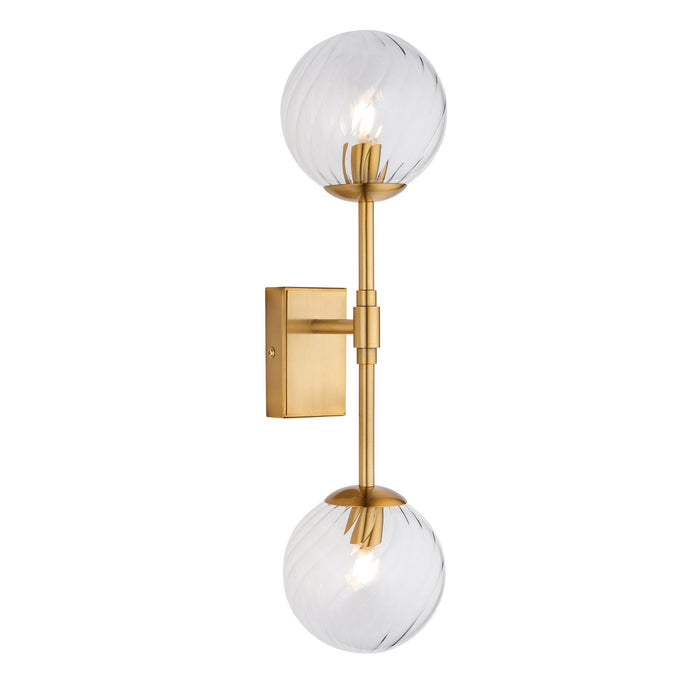 Endon 114042 2 Light Wall Light Brushed Aged Brass Plate & Clear Glass