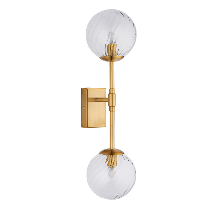 Endon 114042 2 Light Wall Light Brushed Aged Brass Plate & Clear Glass