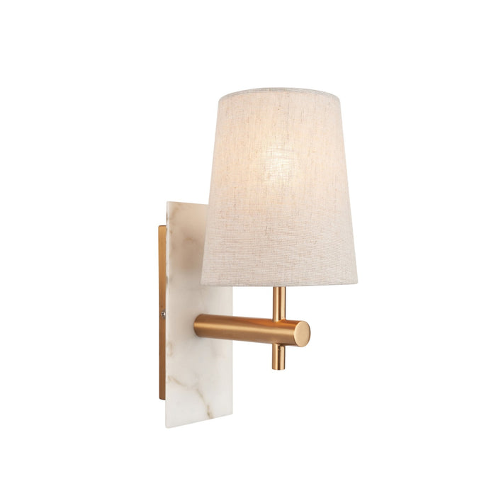 Endon 114200 1 Light Wall Light With Shade Vintage Brass, White Marble Effect