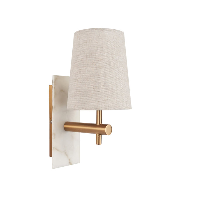 Endon 114200 1 Light Wall Light With Shade Vintage Brass, White Marble Effect