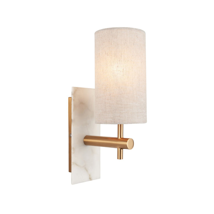 Endon 114201 1 Light Wall Light With Shade Vintage Brass, White Marble Effect