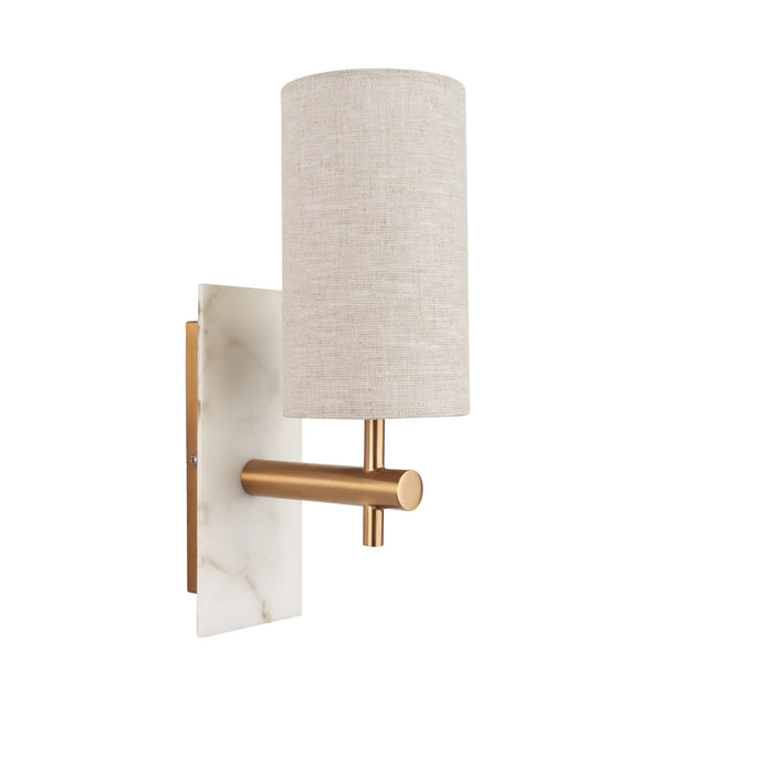 Endon 114201 1 Light Wall Light With Shade Vintage Brass, White Marble Effect