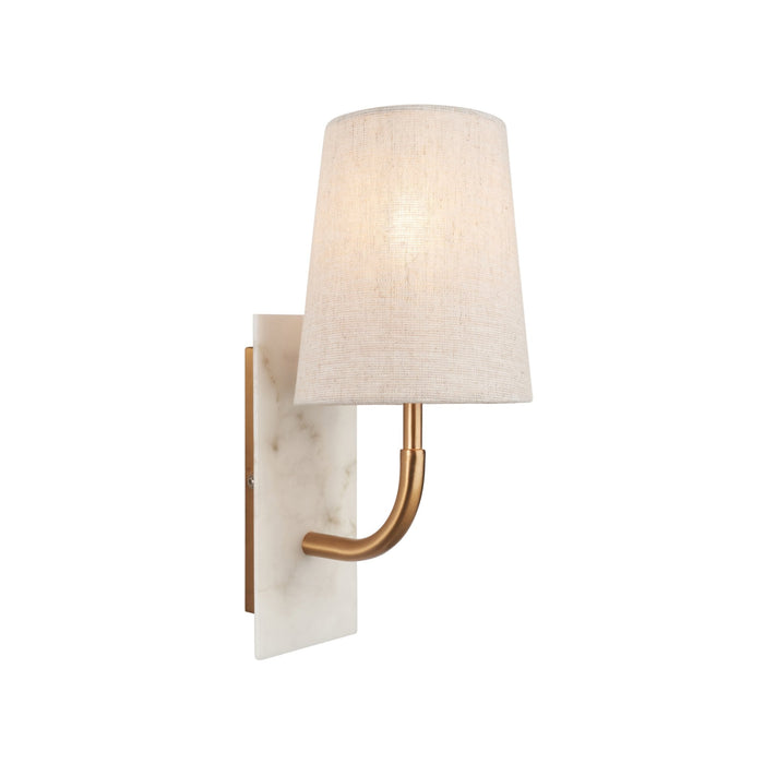 Endon 114202 1 Light Wall Light With Shade Vintage Brass, White Marble Effect