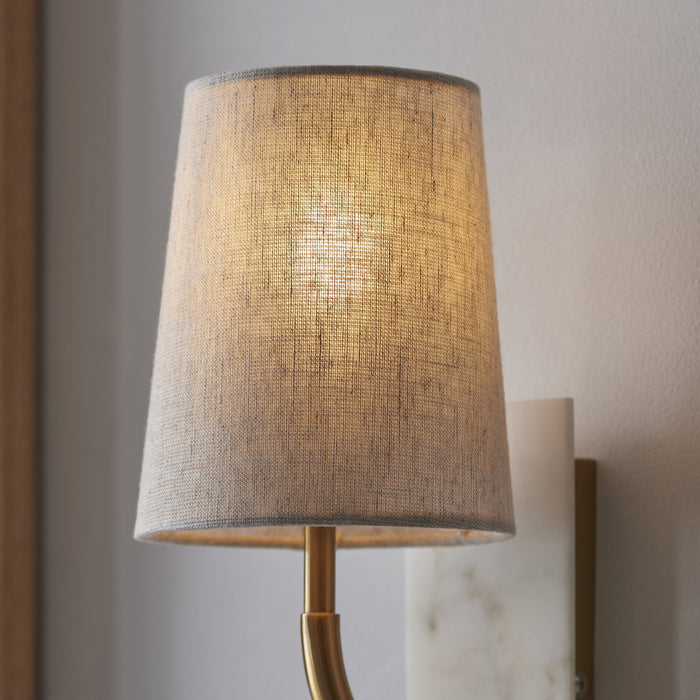 Endon 114202 1 Light Wall Light With Shade Vintage Brass, White Marble Effect