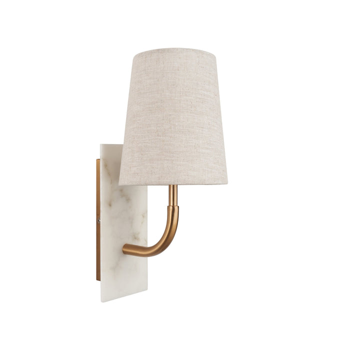 Endon 114202 1 Light Wall Light With Shade Vintage Brass, White Marble Effect