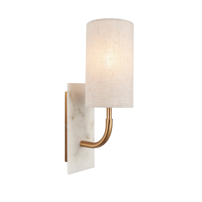 Endon 114203 1 Light Wall Light With Shade Vintage Brass, White Marble Effect