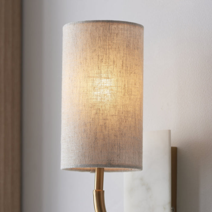 Endon 114203 1 Light Wall Light With Shade Vintage Brass, White Marble Effect