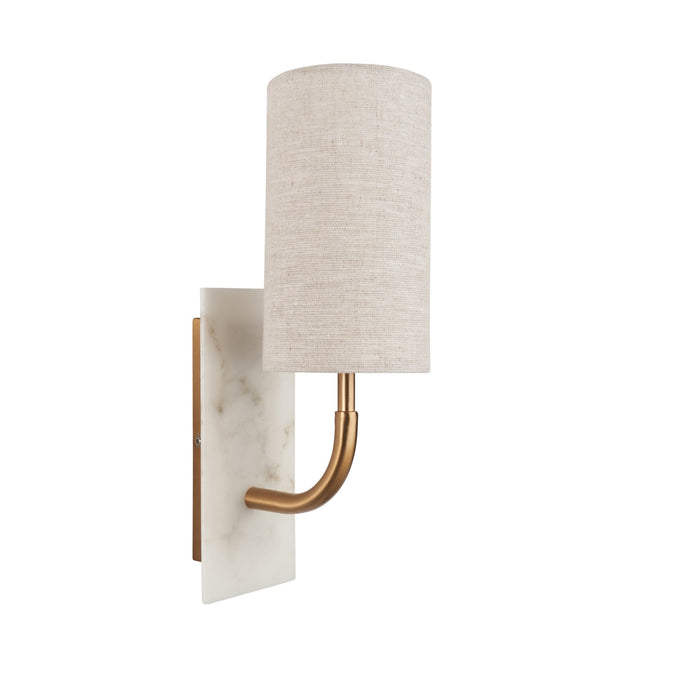 Endon 114203 1 Light Wall Light With Shade Vintage Brass, White Marble Effect