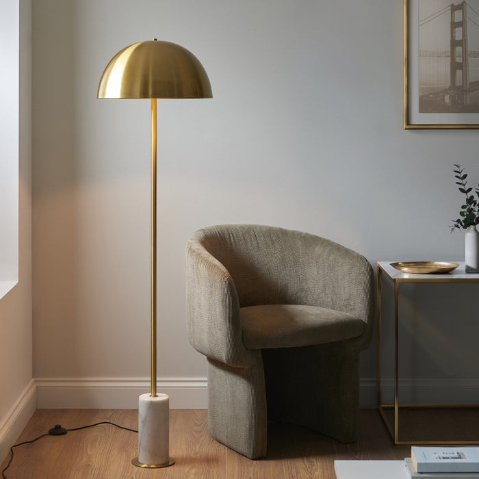 Endon 114208 1 Light Floor Lamp Brushed Aged Brass Plate & White Marble