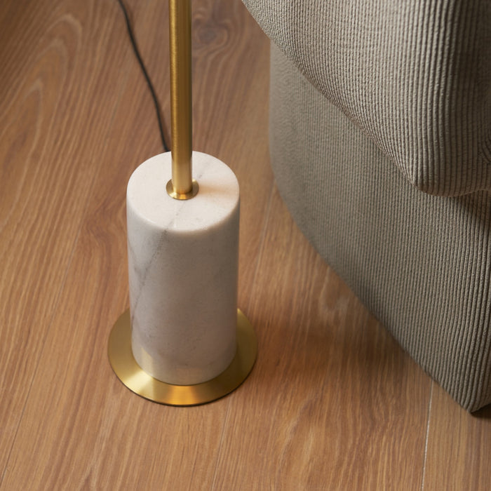 Endon 114208 1 Light Floor Lamp Brushed Aged Brass Plate & White Marble