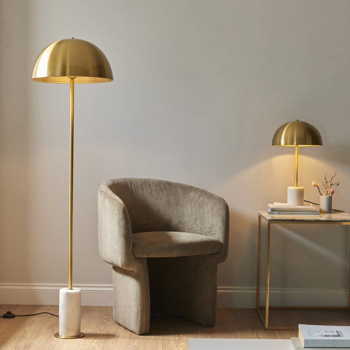 Endon 114208 1 Light Floor Lamp Brushed Aged Brass Plate & White Marble