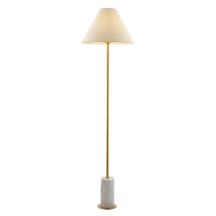 Endon 114209 1 Light Floor Lamp Brushed Aged Brass Plate, White Marble & Natu