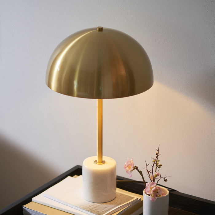 Endon 114210 1 Light Table Lamp Brushed Aged Brass Plate & White Marble