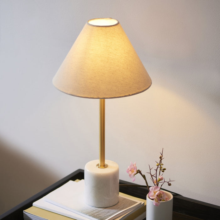 Endon 114211 1 Light Table Lamp Brushed Aged Brass Plate & White Marble