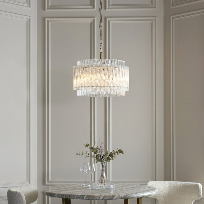 Endon 114214 3 Light Pendant Brushed Aged Brass Plate & Clear Glass