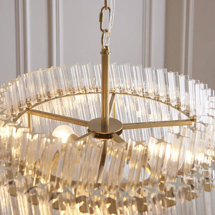 Endon 114214 3 Light Pendant Brushed Aged Brass Plate & Clear Glass