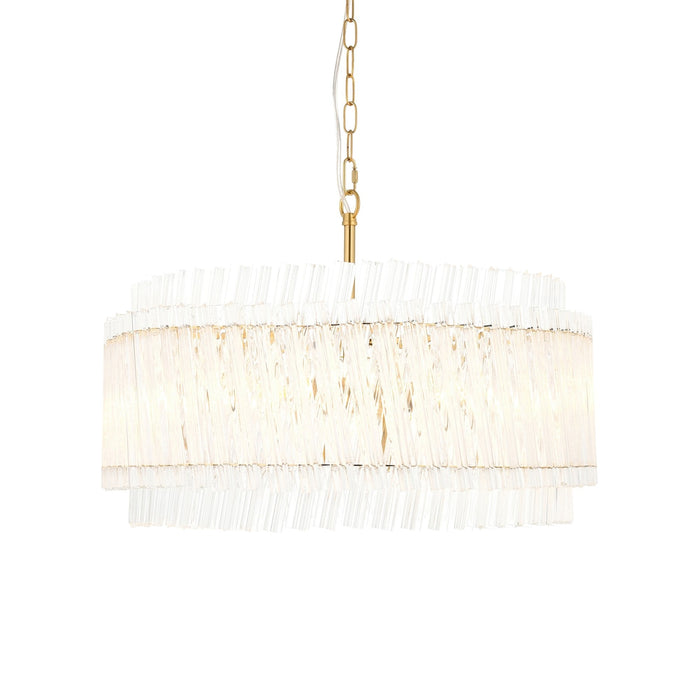 Endon 114215 5 Light Pendant Brushed Aged Brass Plate & Clear Glass