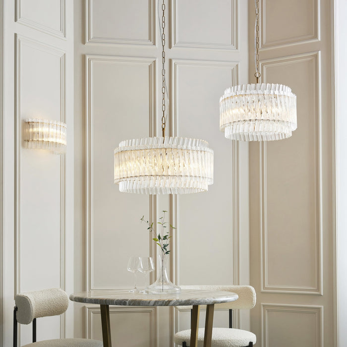 Endon 114215 5 Light Pendant Brushed Aged Brass Plate & Clear Glass