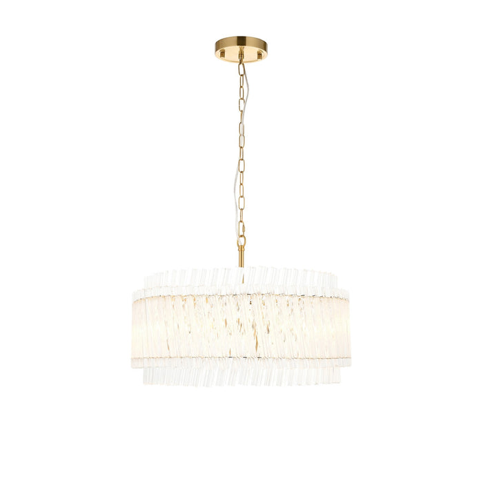 Endon 114215 5 Light Pendant Brushed Aged Brass Plate & Clear Glass