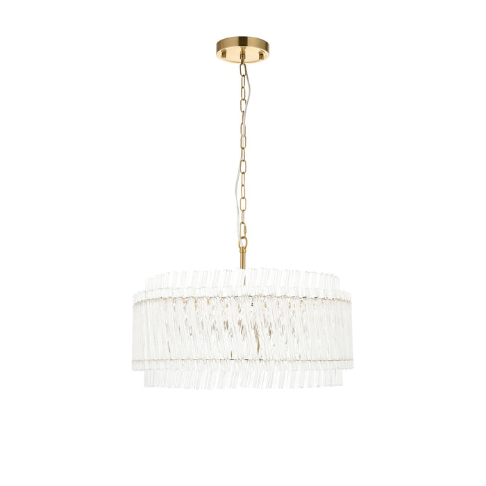 Endon 114215 5 Light Pendant Brushed Aged Brass Plate & Clear Glass