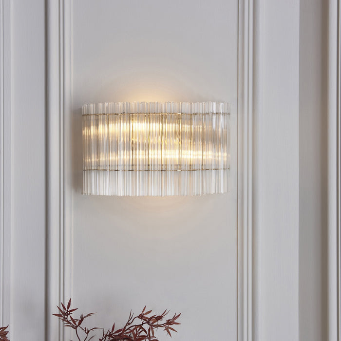 Endon 114217 2 Light Wall Light Brushed Aged Brass Plate & Clear Glass