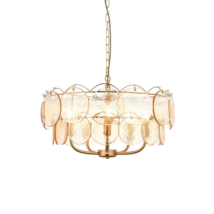 Endon 118603 5 Light Pendant Brushed Aged Brass Plate & Handmade Champagne Glass